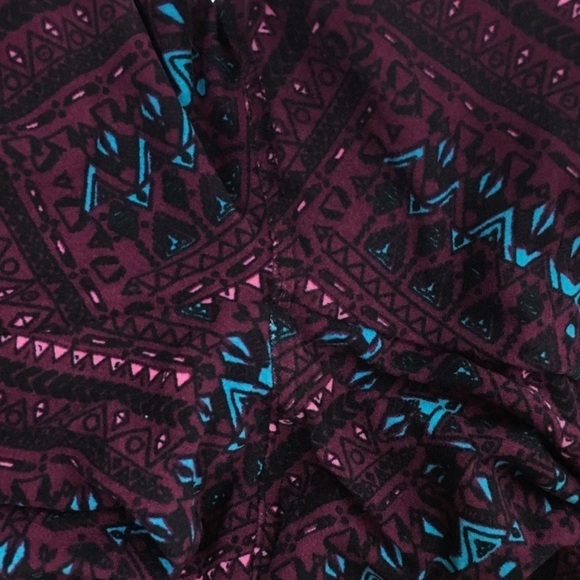 LULAROE Leggings OS One Size Southwestern Tribal Aztec Purple Blue Black Stretch - Picture 8 of 9